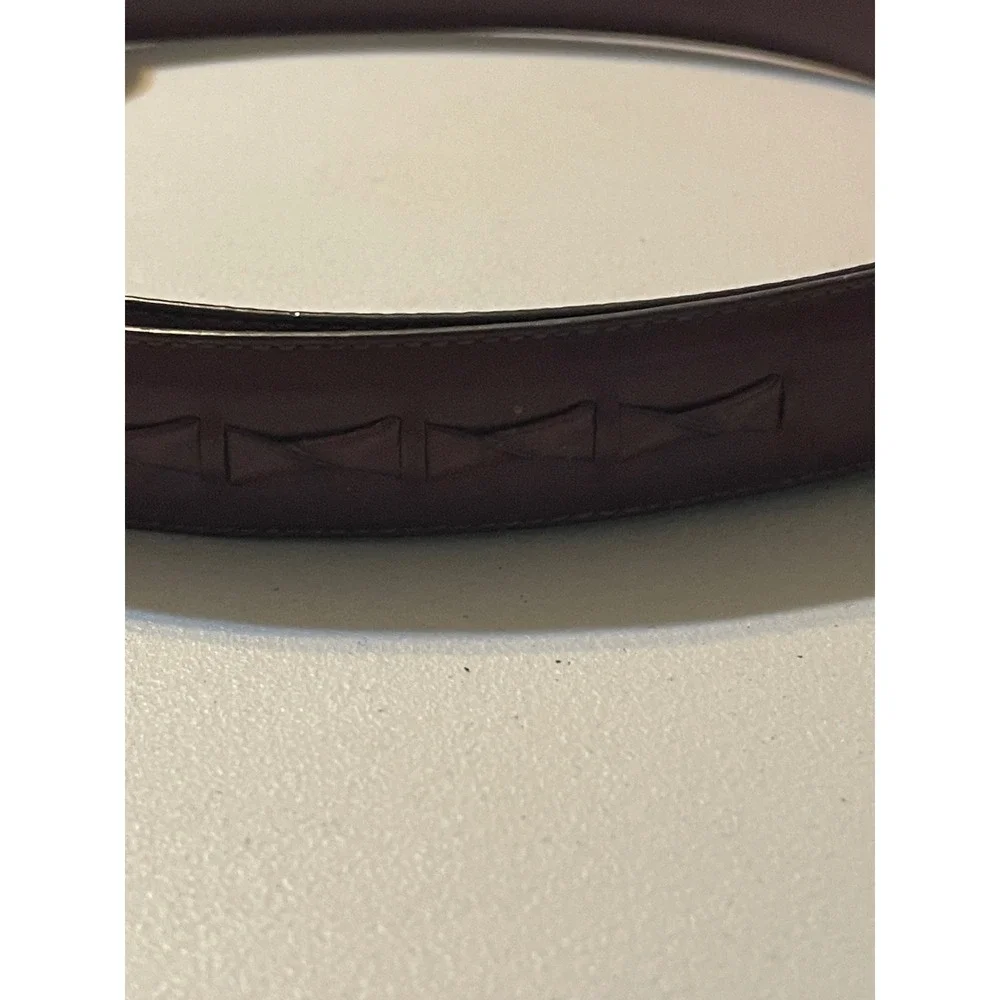 Fossil Leather Belt Mens‎ 46 Burgundy Brown Excellent Solid Brass MB2122B